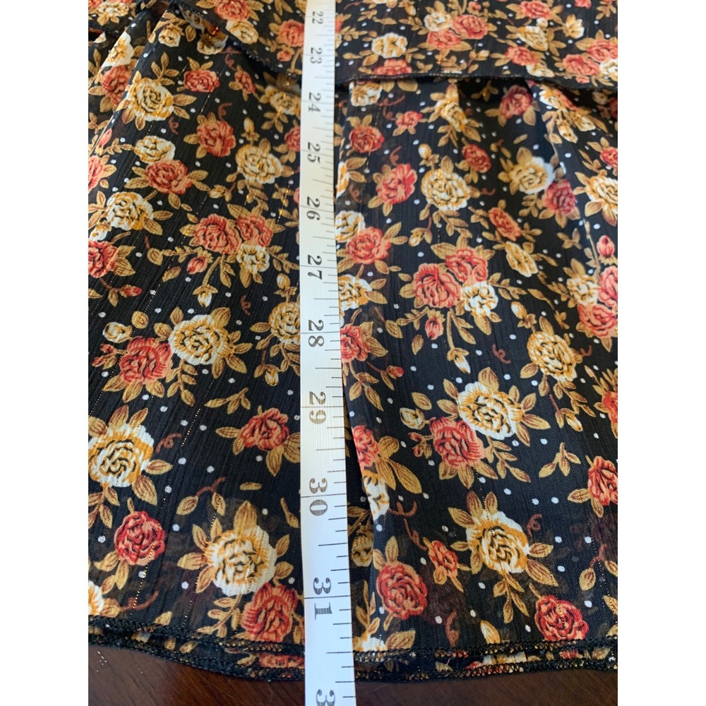 Nasty Gal Collection Floral Mini Dress Bell Sleeve Boho Black Gold US 2 - Picture 8 of 11